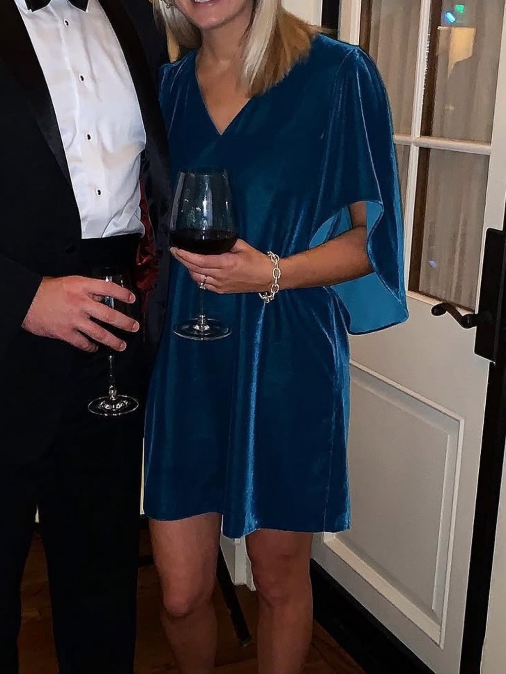 Anna Cate Meredith Dress in Teal Velvet Size XS